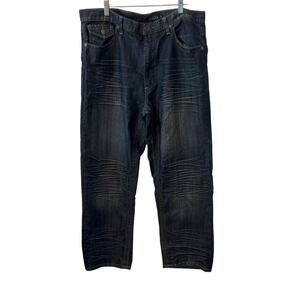 CLEARANCE Jeans Mens 38 x 30 Distressed Baggy Y2K Dark Vigos Flapback Pockets